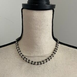 Sparkly Black Crystal Rhinestone Necklace &‎ Earrings Set Matching Event Demure